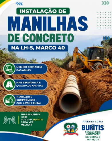 SEMOSP realiza instalação de manilhas de concreto na LH-5, Marco 40